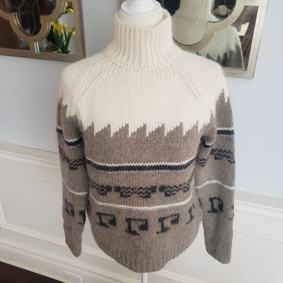 Zara Made in Italy Oversize Chunky Nordic Alpaca Llama Wool Turtleneck Sweater M - Picture 5 of 12